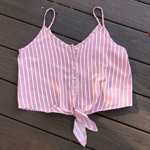 ACTIVE USA Pink and White Striped Shirt w/buttons - SIZE MEDIUM